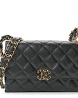 Lambskin Quilted CHNL 19 Chain Flap Wallet Black