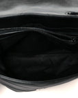 Calfskin Y Quilted Monogram Monochrome Medium Loulou Chain Satchel Black