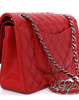 Caviar Quilted Medium Double Flap Red