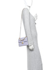 Tweed Quilted Pearl Twist Mini Rectangular Flap Purple