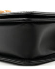 Calfskin Chevron Quilted Small Boy Flap Black
