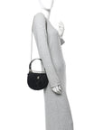 Velvet Effect Nylon Shiny Crumpled Calfskin Coco Neige Quilted Clutch With Chain Black