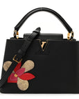 Taurillon Snakeskin Iris Blossom Capucines PM Black