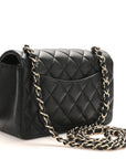 Lambskin Quilted Mini Rectangular Flap Black