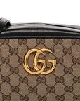 Monogram Matelasse Diagonal Small GG Marmont Chain Shoulder Bag Beige Black