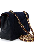 Felt Quilted Paris-Hamburg Charms Mini Rectangular Flap Black Dark Navy