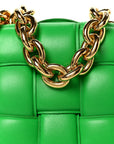 Lambskin Maxi Intreccio Padded Chain Cassette Crossbody Bag Racing Green