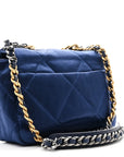 Satin Quilted Medium CHNL 19 Flap Blue