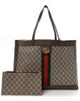 GG Supreme Monogram Web Ophidia Tote Brown