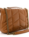 Lambskin Quilted Toy Loulou Puffer Monogram Chain Satchel Miel Dark