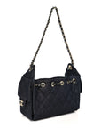 Denim Quilted Mini CHNL 25 Handbag Dark Blue