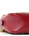 Monogram Azalea Calfskin Matelasse Diagonal Small GG Marmont Chain Shoulder Bag Beige Ebony New Cherry Red