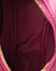 Shearling Sheepskin CHNL 19 Round Clutch With Chain Dark Pink
