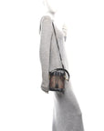 Mesh Vitello Grace F is FNDI FF 1974 Mini Mon Tresor Bucket Bag Marrone Black Ebano