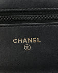 Glazed Calfskin Quilted Boy Wallet On Chain WOC Black