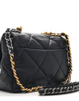 Lambskin Quilted Large CHNL 19 Flap Navy Blue