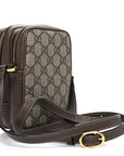 GG Supreme Monogram Web Mini Ophidia Double Zip Crossbody Bag Beige New Acero