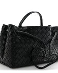 Nappa Intrecciato Small East West Andiamo Shoulder Bag Black