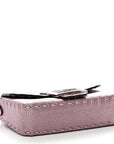Metallic Cuoio Roma Sellerissima Nappa Sintetica Tape Stitch Mini Baguette Rosa Placca Argento
