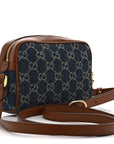 New Denim GG Monogram Dollar Calfskin Mini Ophidia Shoulder Bag Blue Tea Cuir Epilog