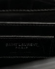 Calfskin Crocodile Embossed Small Classic Monogram Kate Tassel Satchel Black