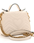 Calfskin Matelasse Mini GG Marmont Top Handle Shoulder Bag White