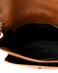 Crinkled Calfskin Matelasse Monogram Medium Niki Chain Satchel Caramel