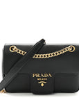 Saffiano Flap Shoulder Bag Black