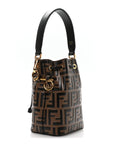 Vitello Liberty F is FNDI Bi-Color FF 1974 Embossed Mini Mon Tresor Bucket Bag Maya Black