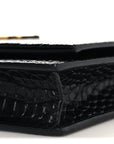 Calfskin Crocodile Embossed Kate Monogram Tassel Chain Wallet Black