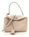 Natural Smooth Calfskin Small Rodeo Top Handle Handbag Almond