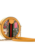 GG Supreme Monogram Flora Web Mini Ophidia Round Shoulder Bag Beige Multicolor Crop