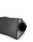 Shiny Box Calfskin Small Hourglass Top Handle Bag Black