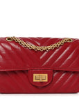 Aged Calfskin Chevron Quilted 2.55 Reissue Mini Flap Dark Red