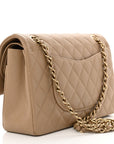 Caviar Quilted Medium Double Flap Dark Beige