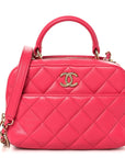 Lambskin Quilted Small Trendy CC Bowling Bag Pink