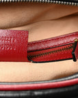 Vintage Effect Calfskin Matelasse Diagonal Small Torchon GG Marmont Bamboo Top Handle Shoulder Bag Black Romantic Cherry