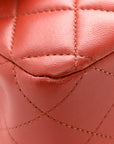 Lambskin Quilted Medium Double Flap Brown