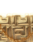 Vitello Catalan Mirror FF 1974 Embossed Continental Wallet on Chain Gold