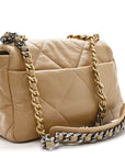 Goatskin Quilted Medium CHNL 19 Flap Dark Beige