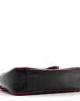Vintage Effect Calfskin Matelasse Diagonal Small Torchon GG Marmont Shoulder Bag Black Romantic Cherry