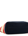 Raffia Crochet Stripe Tote Natural Blue