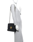 Lambskin Quilted Medium Single Flap Black