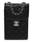 Caviar Quilted Classic Phone Holder Black
