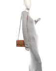 Lambskin Quilted Mini Rectangular Flap Brown