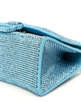 Strass Suede Hourglass Top Handle Bag XS Light Blue