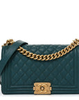 Caviar Quilted Medium Boy Flap Dark Green