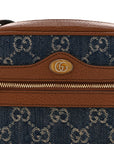New Denim GG Monogram Dollar Calfskin Mini Ophidia Shoulder Bag Blue Tea Cuir Epilog