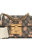 GG Supreme Monogram Berry Textured Dollar Calfskin Small Padlock Shoulder Bag Beige Ebony Light Copper Mystic White