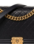 Lambskin Quilted New Medium Boy Flap Dark Purple